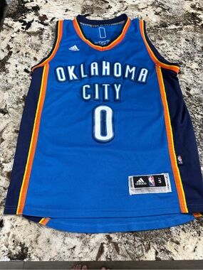 adidas Royal Blue NBA Swingman Jersey with Orange and Yellow Trim